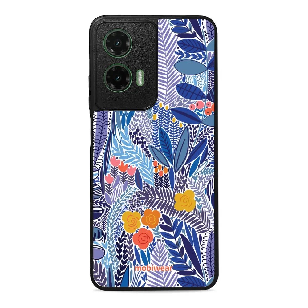 Lesklý kryt Mobiwear Glossy - Motorola Moto G35 5G - G037G - Modrá květena
