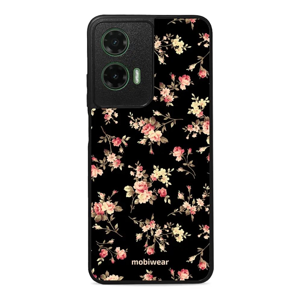 Lesklý kryt Mobiwear Glossy - Motorola Moto G35 5G - G039G - Květy na černé