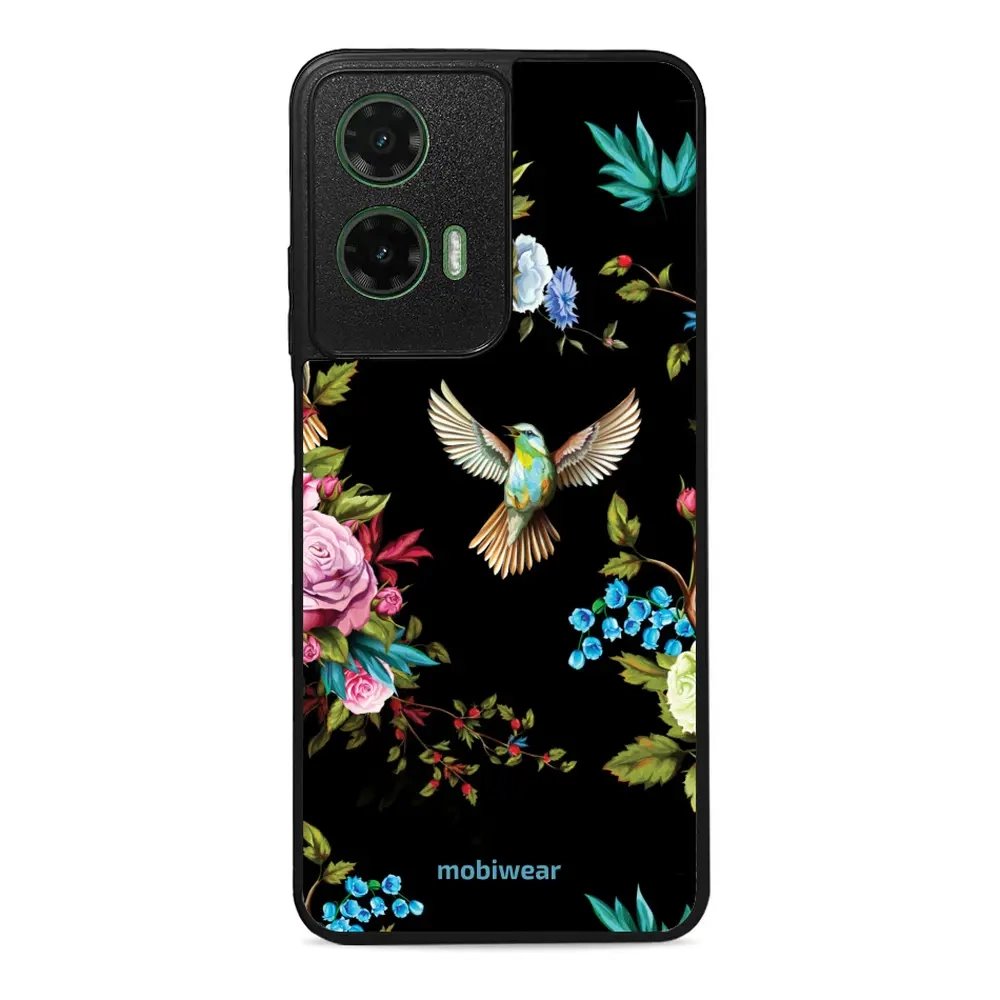 Lesklý kryt Mobiwear Glossy - Motorola Moto G35 5G - G041G - Ptáček a květy