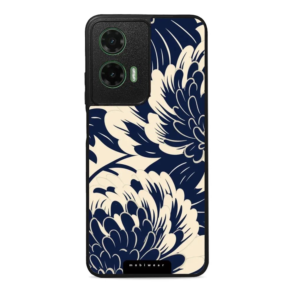 Lesklý kryt Mobiwear Glossy - Motorola Moto G35 5G - GA40G Modré a béžové květy
