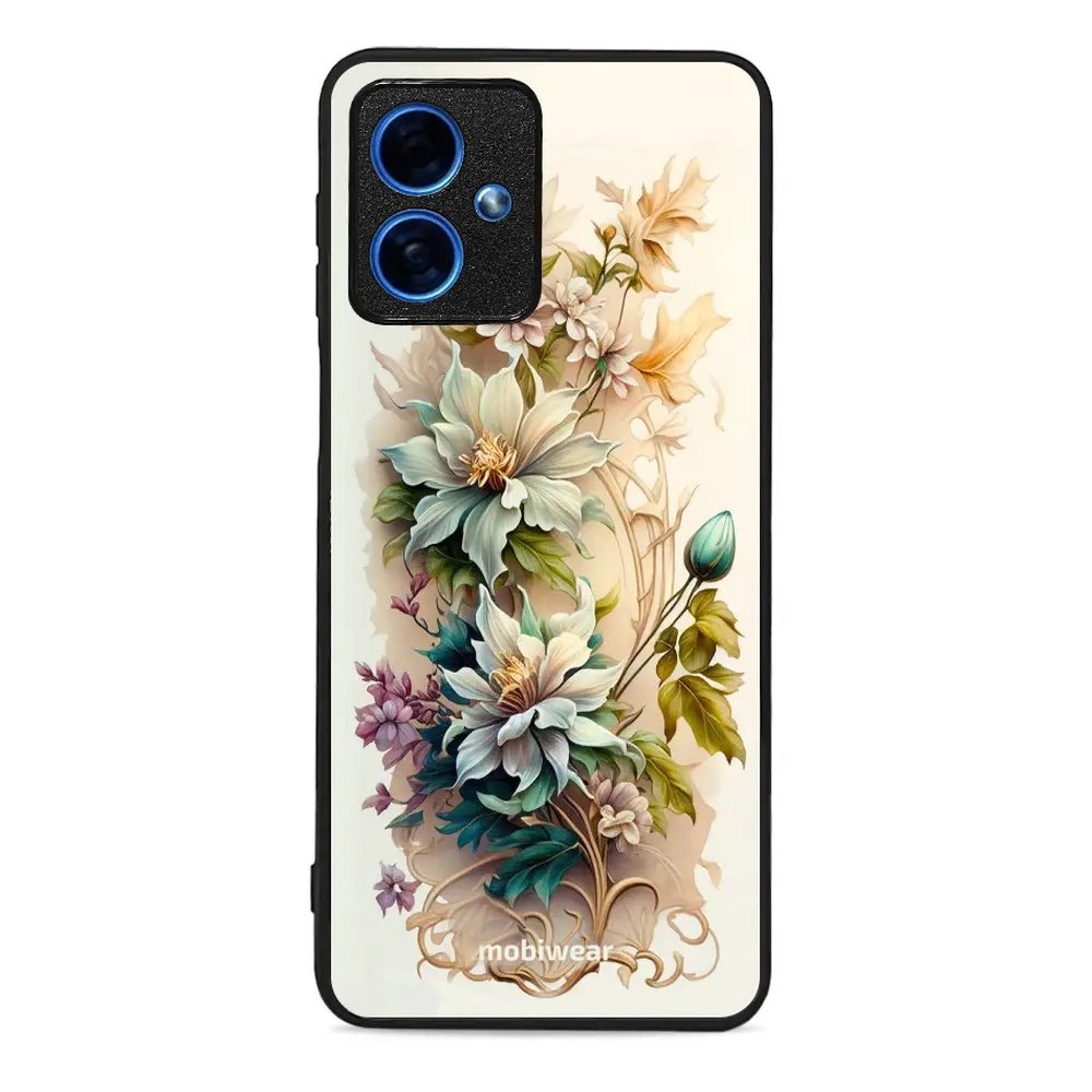 Lesklý kryt Mobiwear Glossy - Motorola Moto G54 5G - G014G Krémové květy