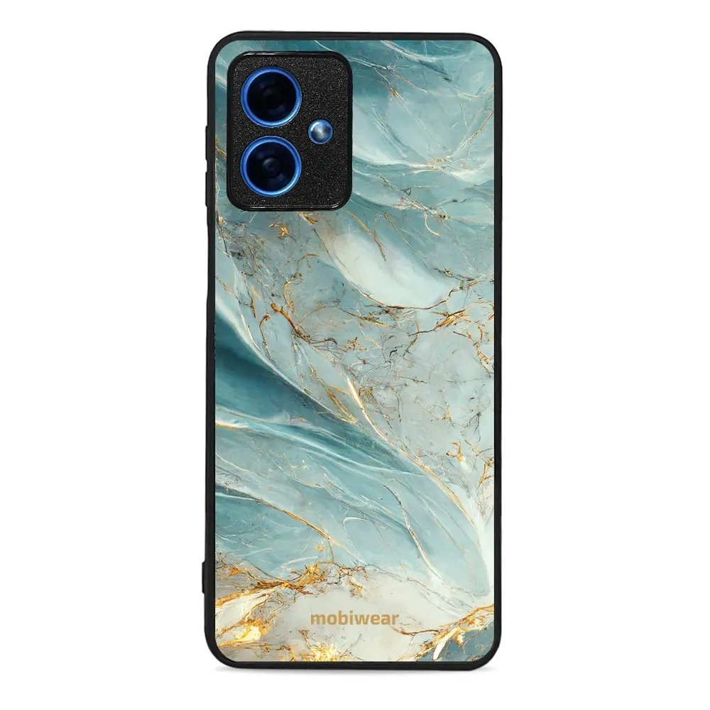 Lesklý kryt Mobiwear Glossy - Motorola Moto G54 5G - G022G Zelenkavý a zlatavý mramor