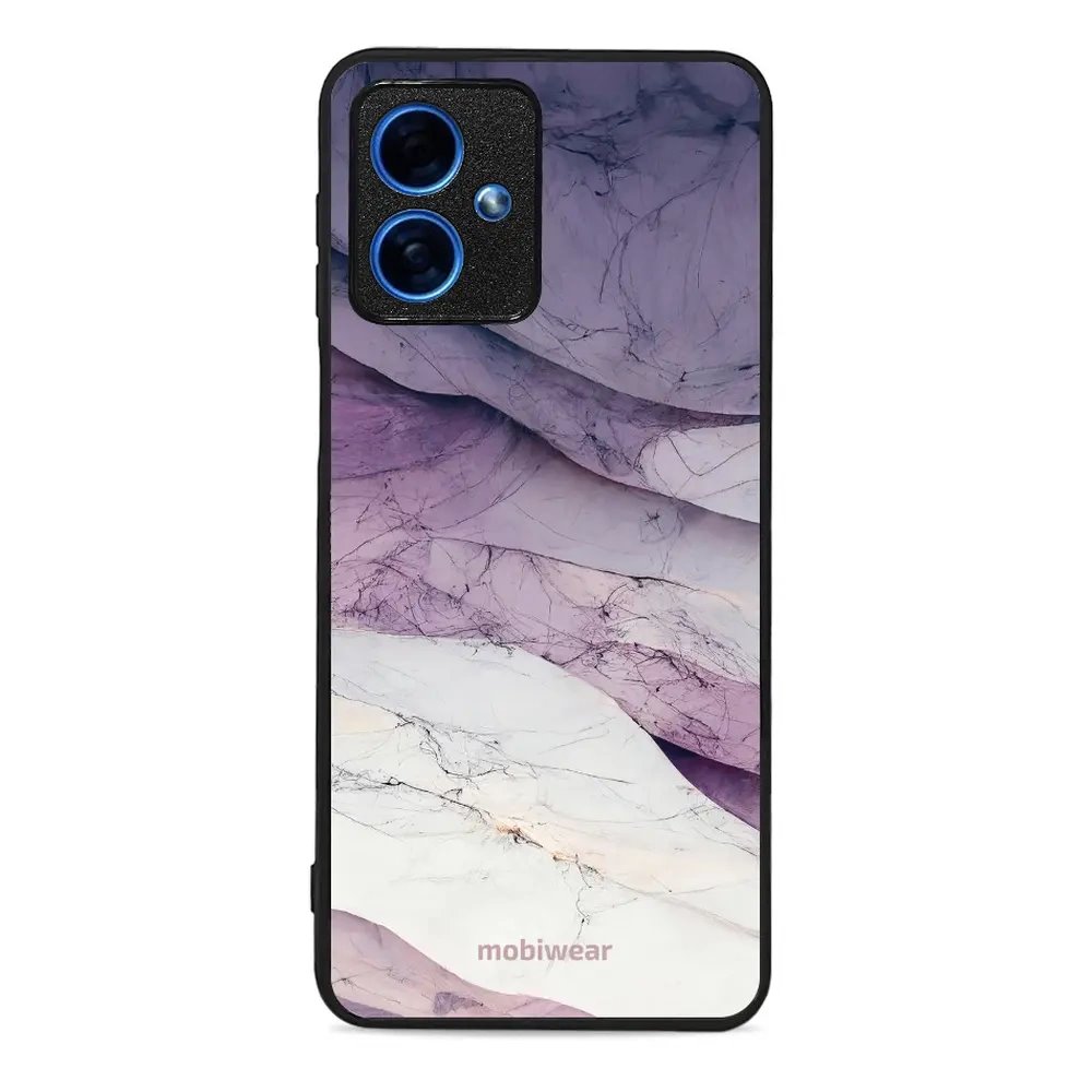 Lesklý kryt Mobiwear Glossy - Motorola Moto G54 5G - G028G - Bílý a fialový mramor