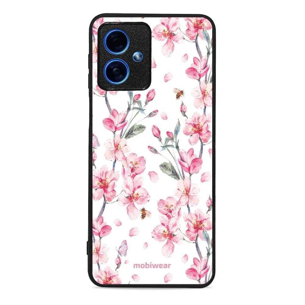 Lesklý kryt Mobiwear Glossy - Motorola Moto G54 5G - G033G - Růžové květy