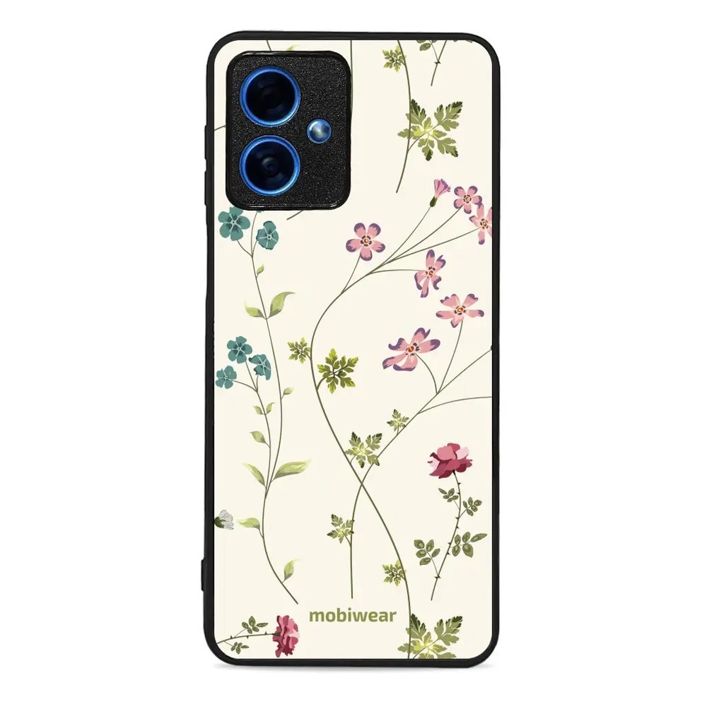 Lesklý kryt Mobiwear Glossy - Motorola Moto G54 5G - G035G - Tenké rostlinky s květy