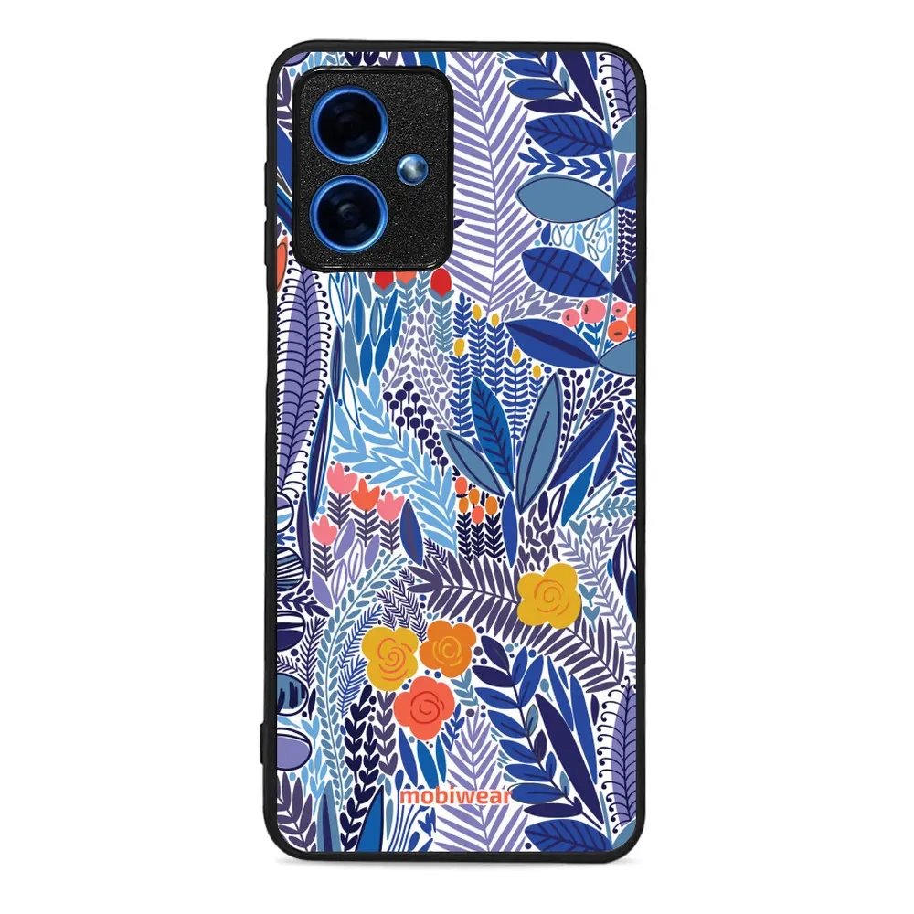 Lesklý kryt Mobiwear Glossy - Motorola Moto G54 5G - G037G - Modrá květena