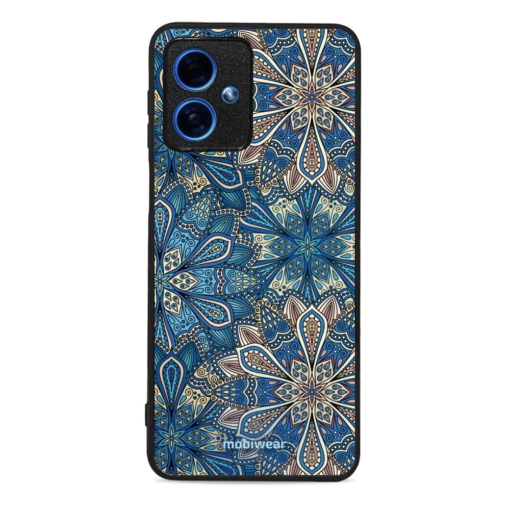 Lesklý kryt Mobiwear Glossy - Motorola Moto G54 5G - G038G - Modré mandala květy