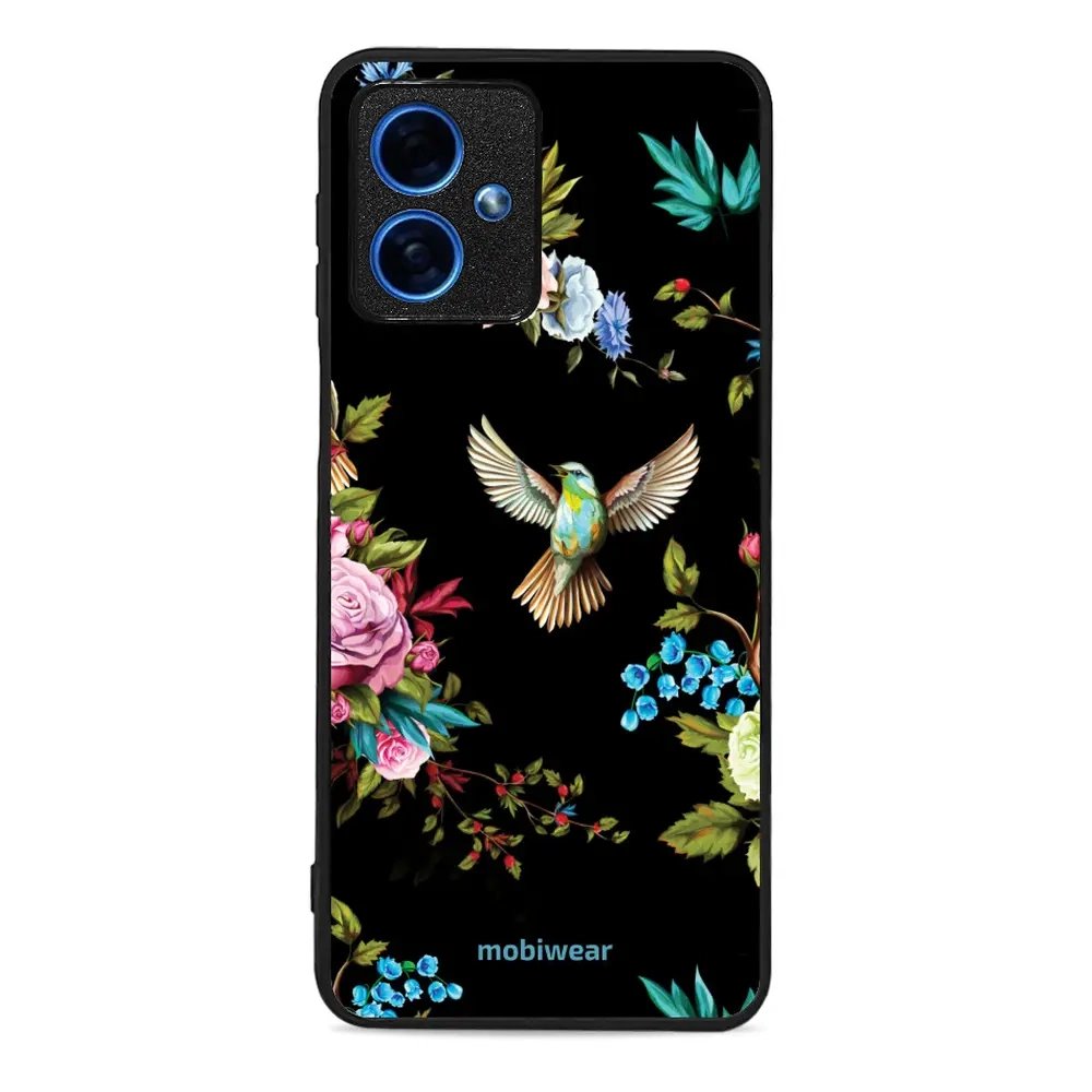 Lesklý kryt Mobiwear Glossy - Motorola Moto G54 5G - G041G - Ptáček a květy