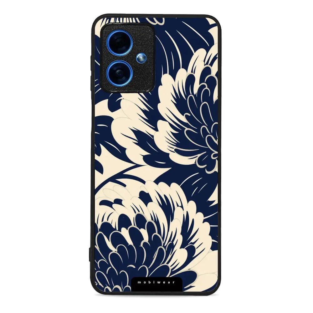 Lesklý kryt Mobiwear Glossy - Motorola Moto G54 5G - GA40G Modré a béžové květy
