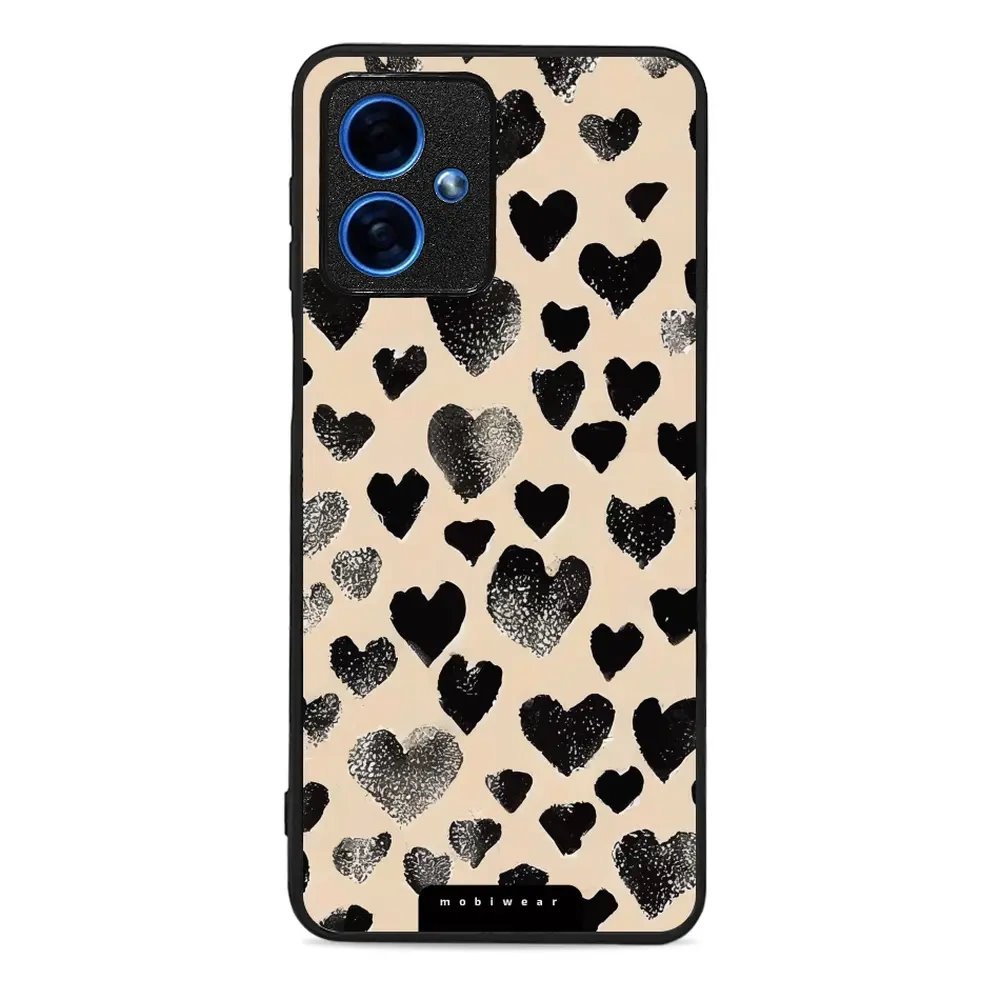 Lesklý kryt Mobiwear Glossy - Motorola Moto G54 5G - GA51G Černá srdíčka
