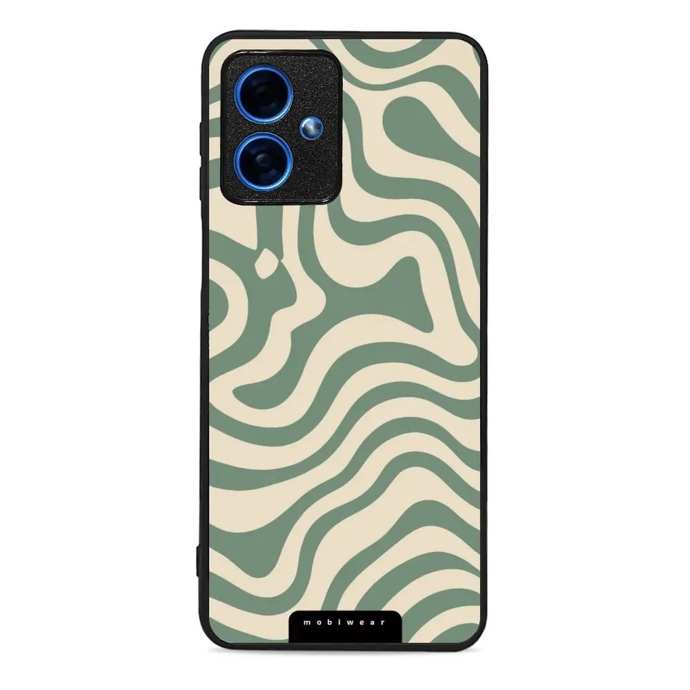 Lesklý kryt Mobiwear Glossy - Motorola Moto G54 5G - GA57G Zelené a béžové zkrouceniny