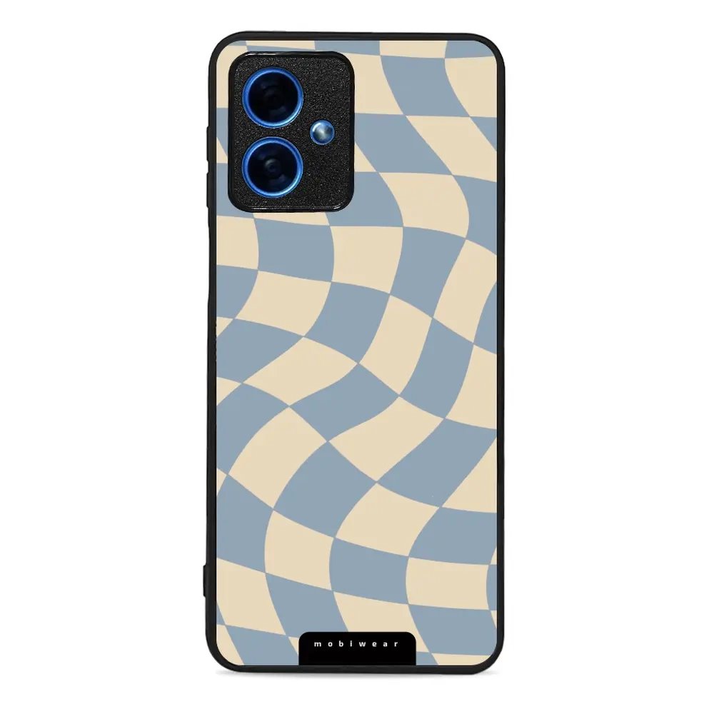 Lesklý kryt Mobiwear Glossy - Motorola Moto G54 5G - GA59G Modrá a béžová šachovnice
