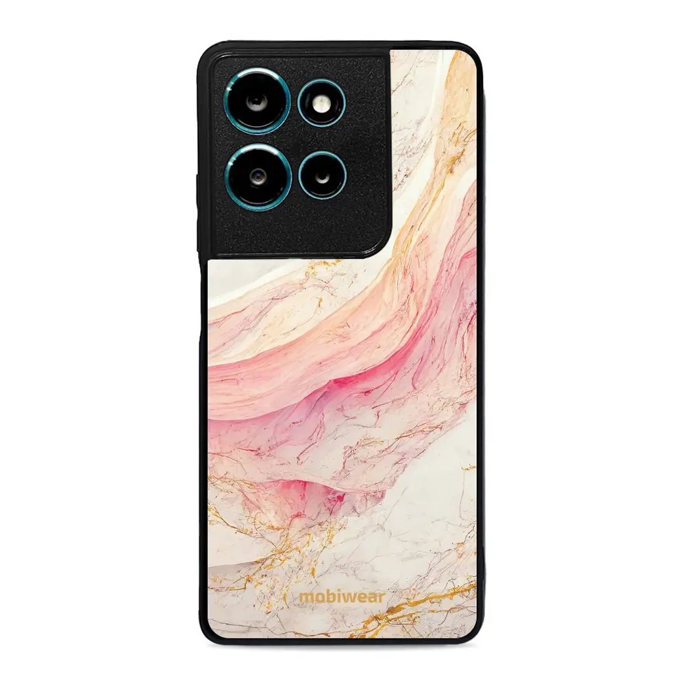 Lesklý kryt Mobiwear Glossy - Motorola Moto G75 5G - G027G - Růžový a zlatavý mramor