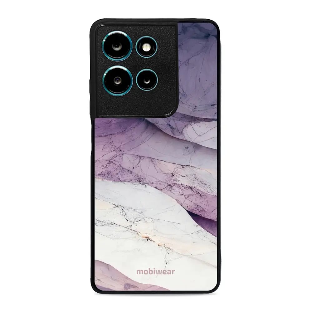 Lesklý kryt Mobiwear Glossy - Motorola Moto G75 5G - G028G - Bílý a fialový mramor