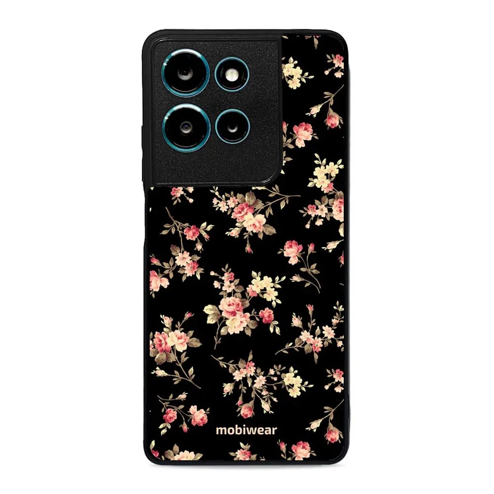 Lesklý kryt Mobiwear Glossy - Motorola Moto G75 5G - G039G - Květy na černé