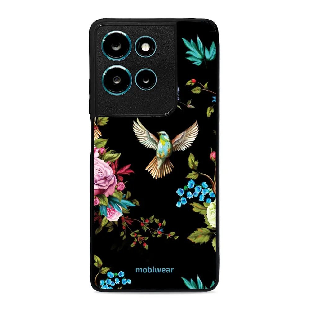 Lesklý kryt Mobiwear Glossy - Motorola Moto G75 5G - G041G - Ptáček a květy