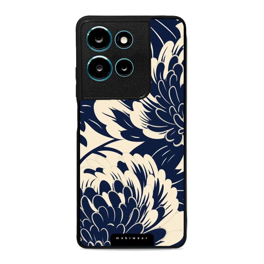 Lesklý kryt Mobiwear Glossy - Motorola Moto G75 5G - GA40G Modré a béžové květy