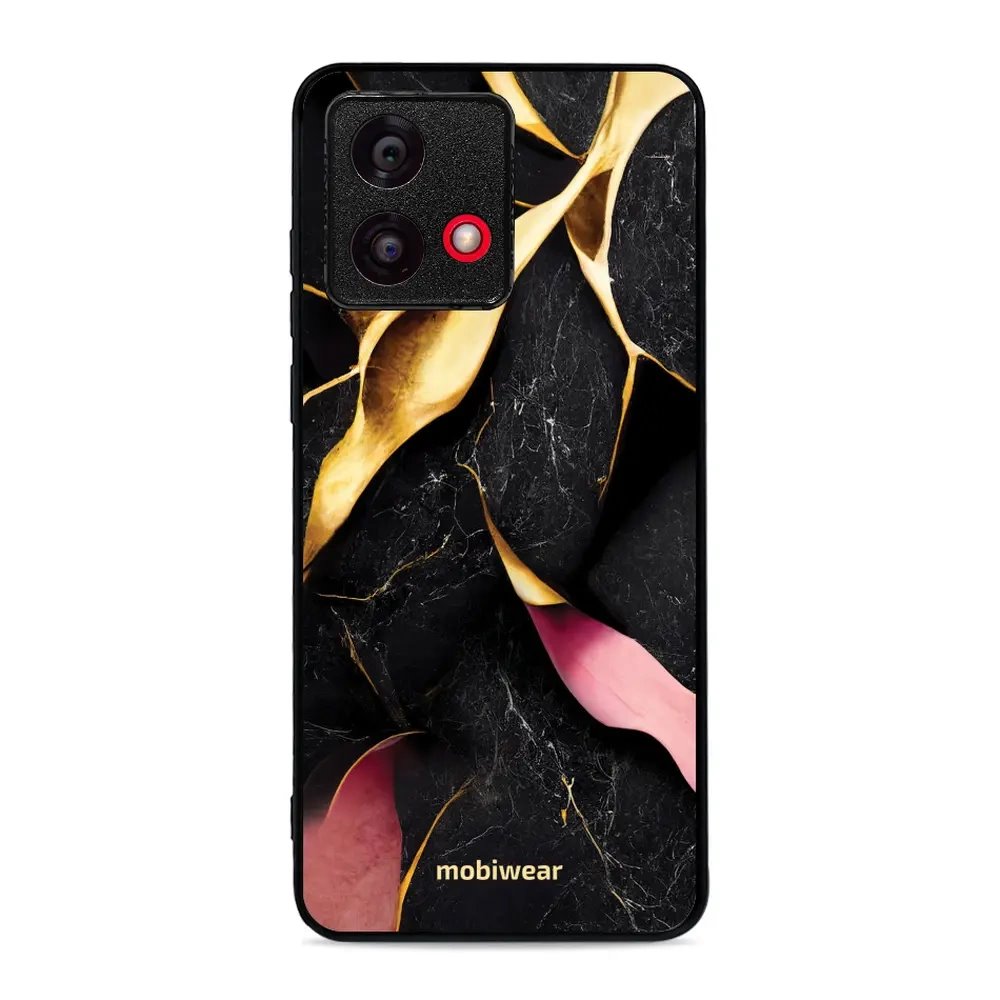 Lesklý kryt Mobiwear Glossy - Motorola Moto G84 - G021G Černý a zlatavý mramor