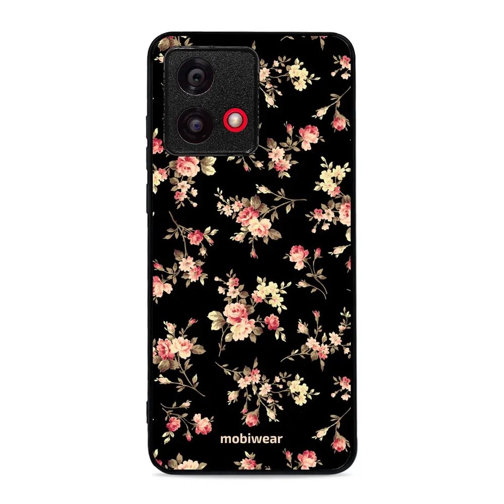 Lesklý kryt Mobiwear Glossy - Motorola Moto G84 - G039G - Květy na černé