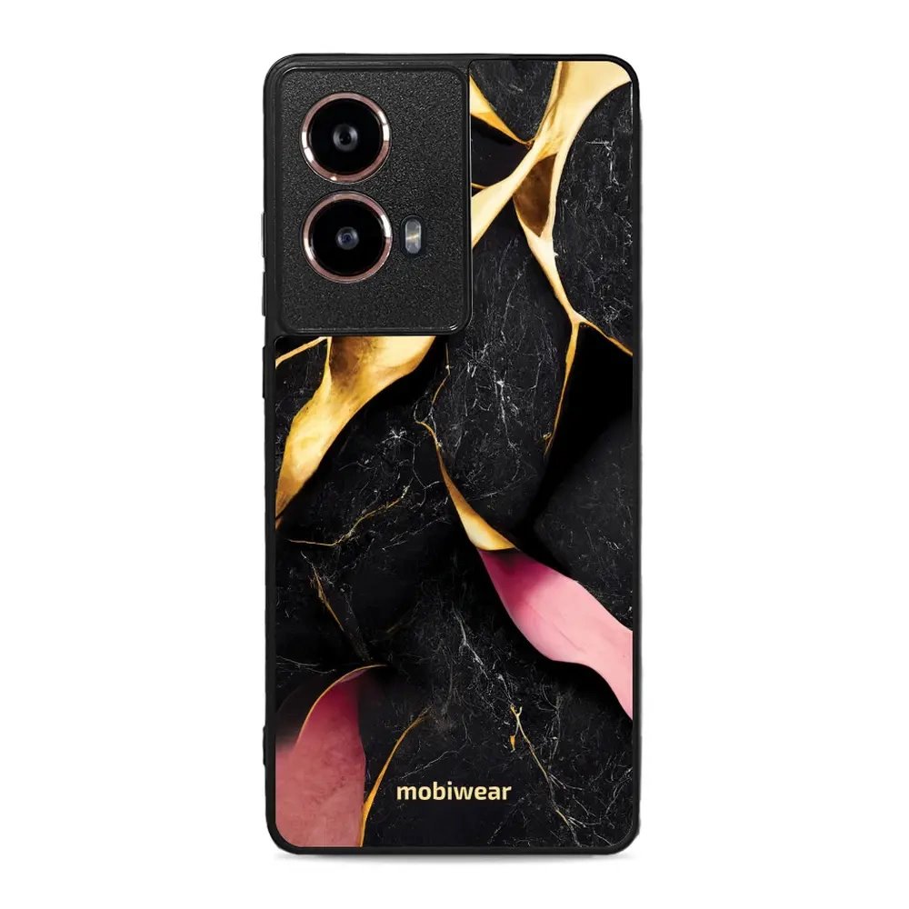 Lesklý kryt Mobiwear Glossy - Motorola Moto G85 5G - G021G Černý a zlatavý mramor