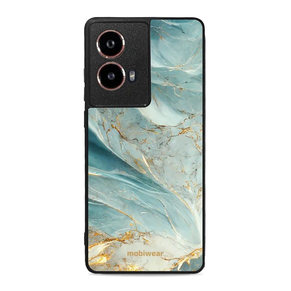 Lesklý kryt Mobiwear Glossy - Motorola Moto G85 5G - G022G Zelenkavý a zlatavý mramor