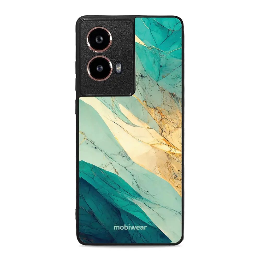 Lesklý kryt Mobiwear Glossy - Motorola Moto G85 5G - G024G - Zlatavý a zelenkavý mramor