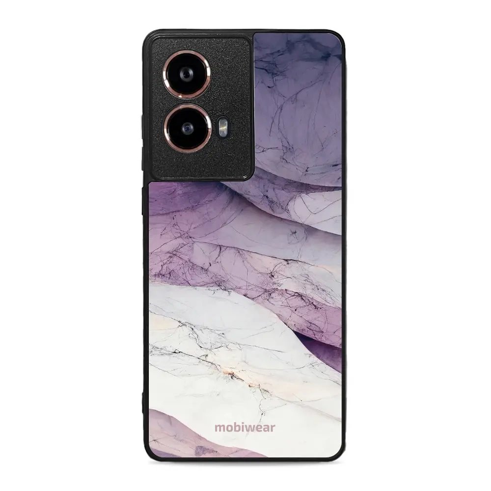 Lesklý kryt Mobiwear Glossy - Motorola Moto G85 5G - G028G - Bílý a fialový mramor