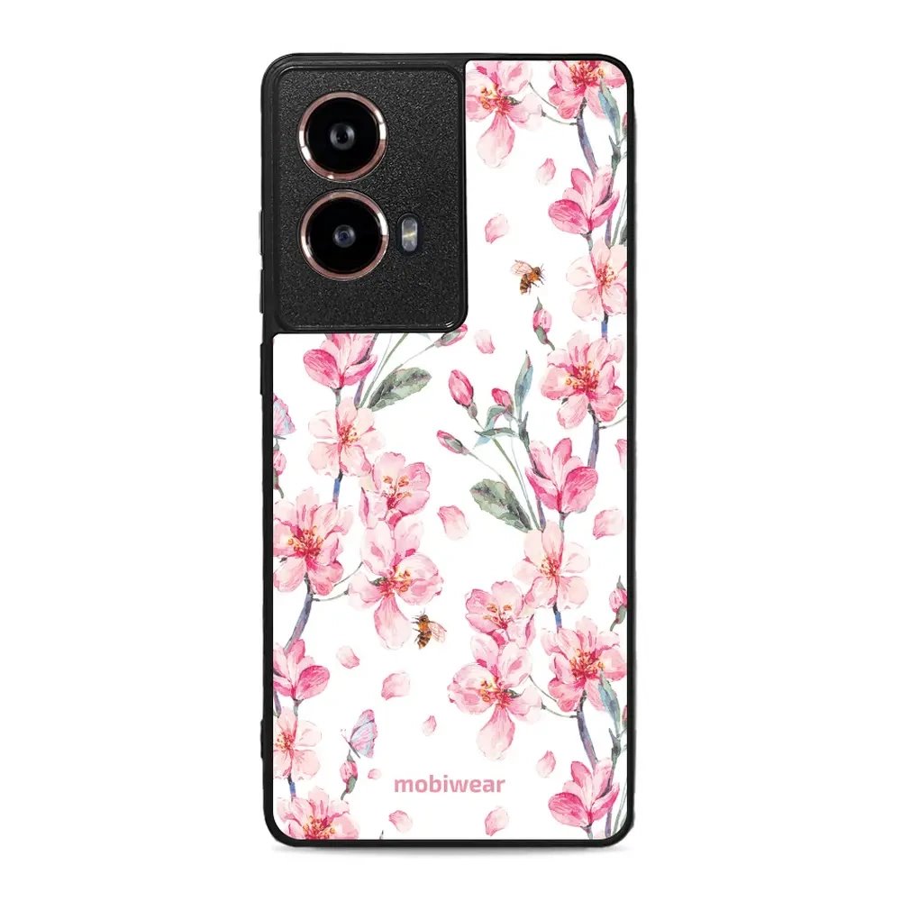 Lesklý kryt Mobiwear Glossy - Motorola Moto G85 5G - G033G - Růžové květy