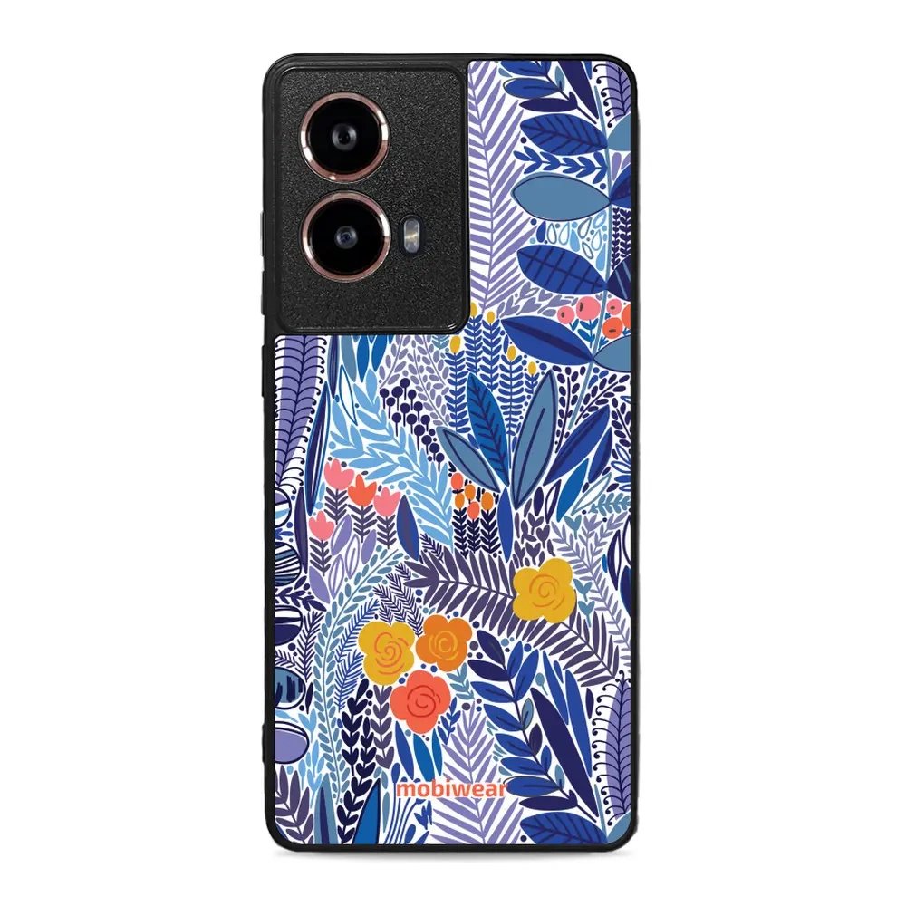Lesklý kryt Mobiwear Glossy - Motorola Moto G85 5G - G037G - Modrá květena