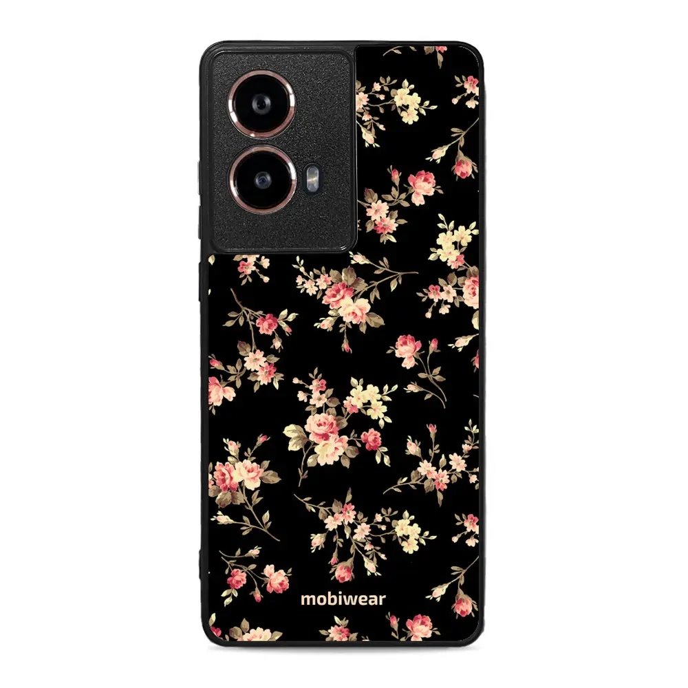 Lesklý kryt Mobiwear Glossy - Motorola Moto G85 5G - G039G - Květy na černé