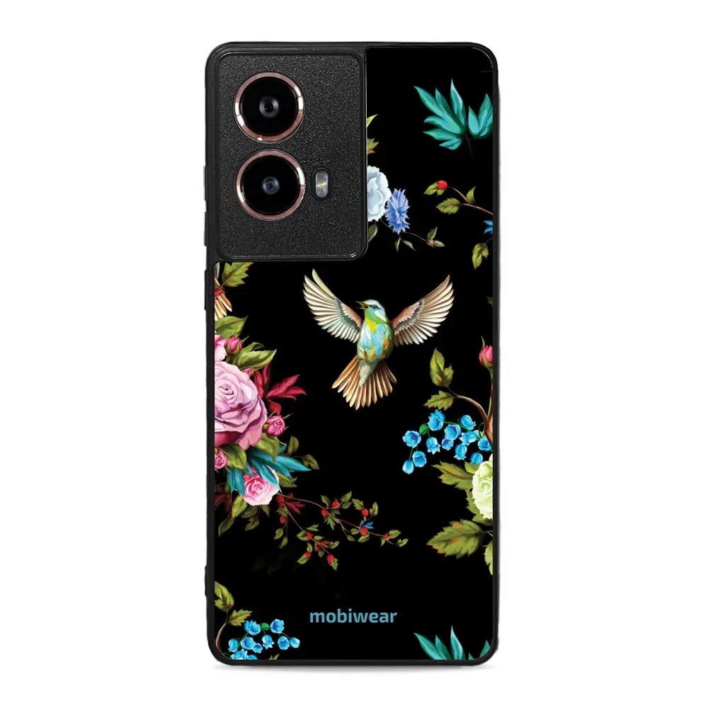 Lesklý kryt Mobiwear Glossy - Motorola Moto G85 5G - G041G - Ptáček a květy