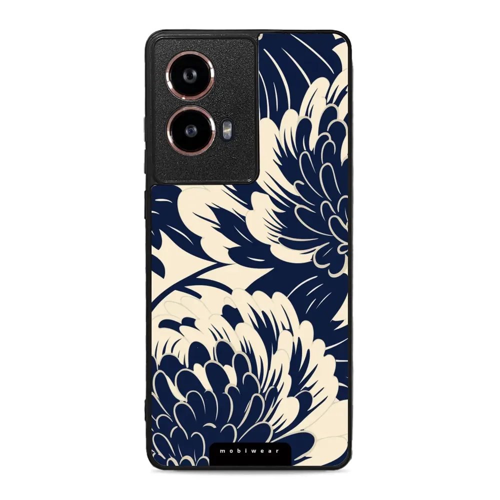 Lesklý kryt Mobiwear Glossy - Motorola Moto G85 5G - GA40G Modré a béžové květy