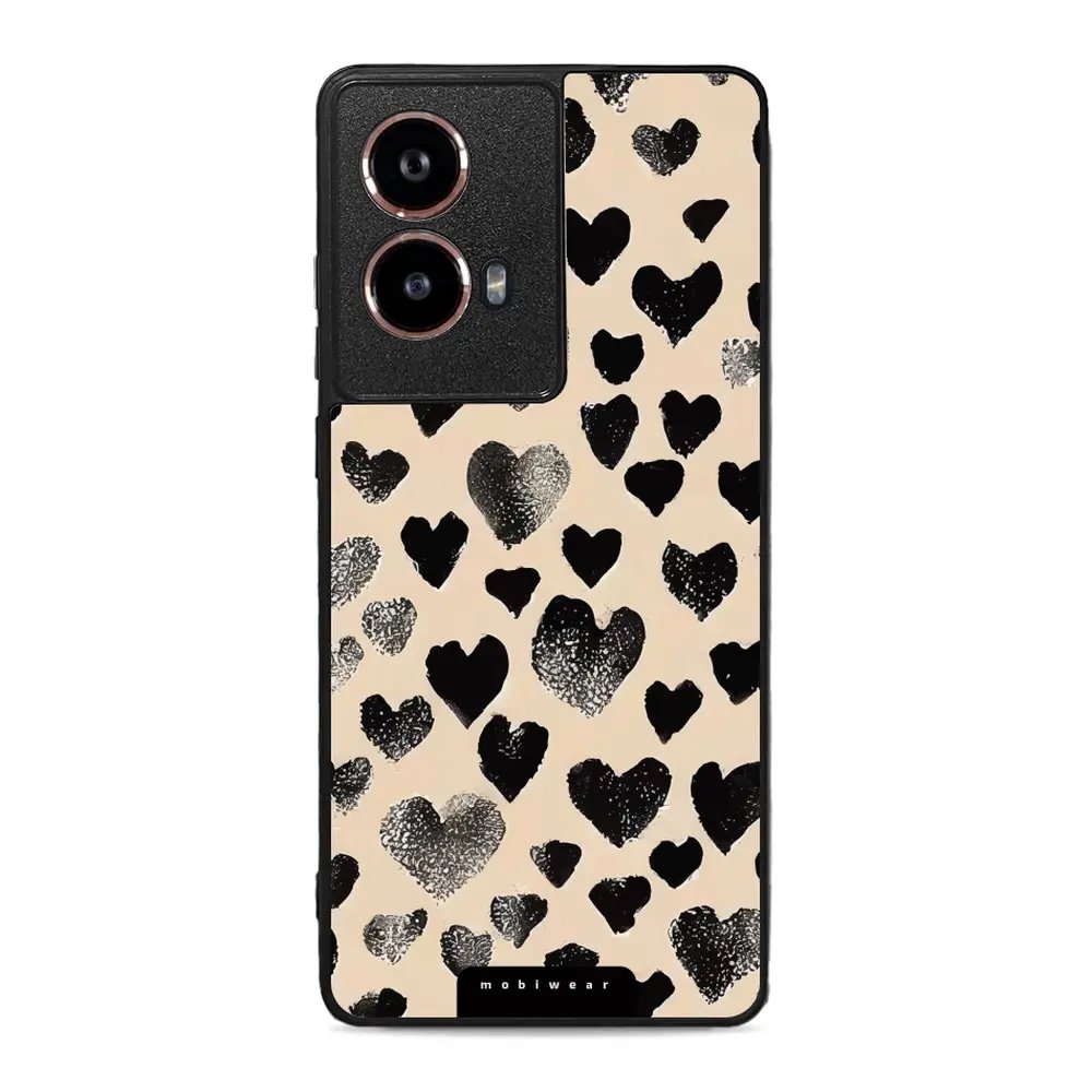 Lesklý kryt Mobiwear Glossy - Motorola Moto G85 5G - GA51G Černá srdíčka