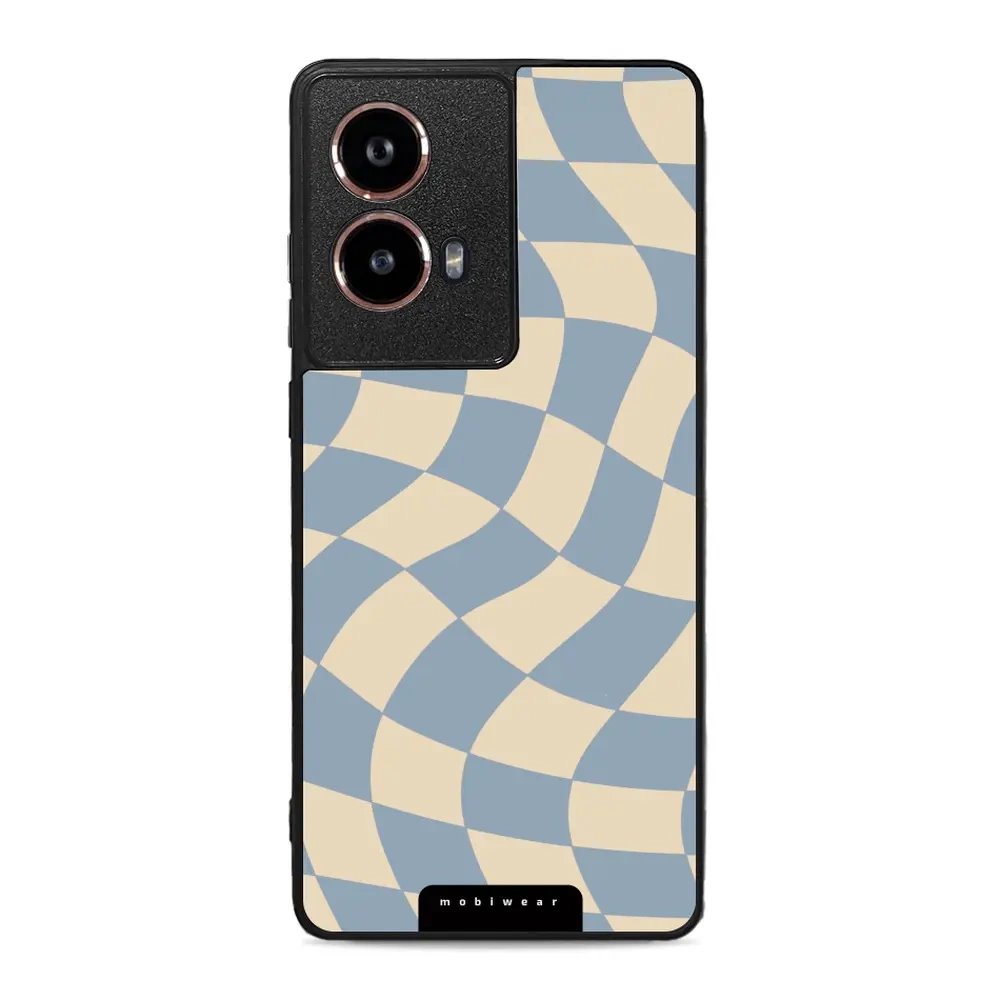 Lesklý kryt Mobiwear Glossy - Motorola Moto G85 5G - GA59G Modrá a béžová šachovnice