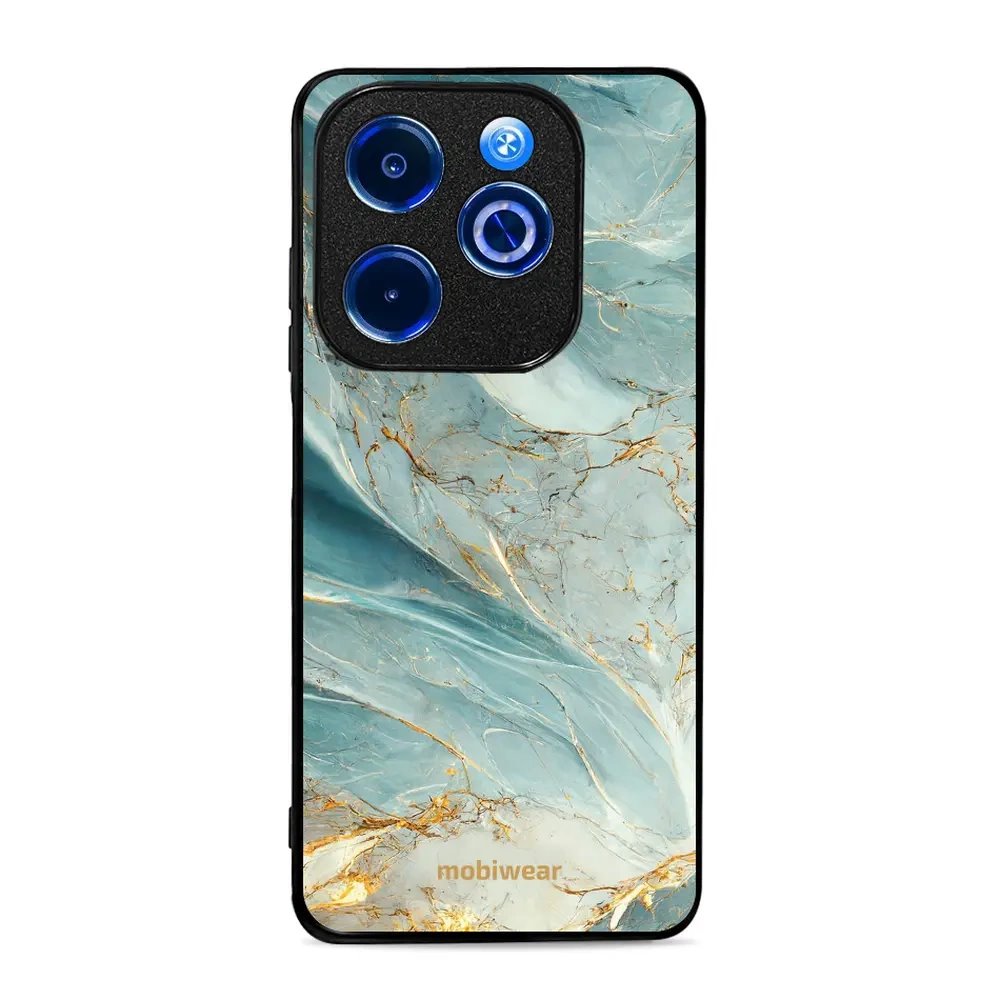 Lesklý kryt Mobiwear Glossy - Infinix HOT 40i - G022G Zelenkavý a zlatavý mramor