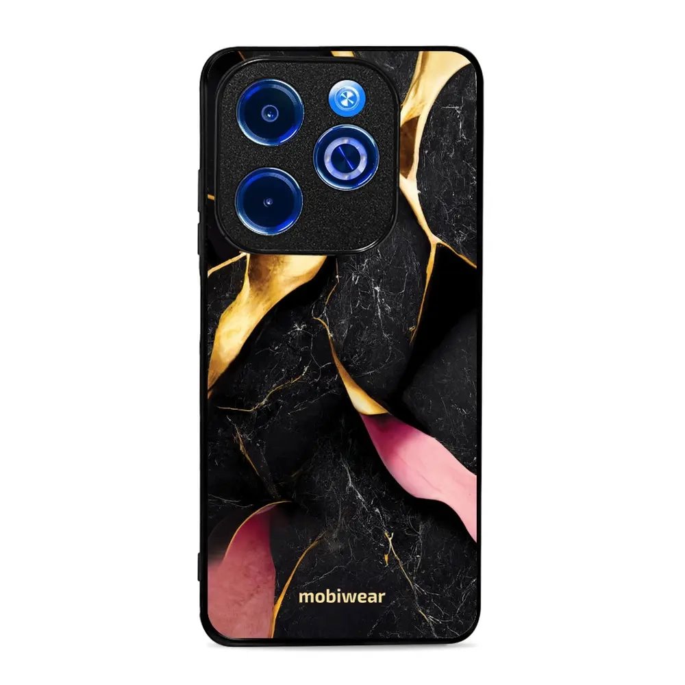 Lesklý kryt Mobiwear Glossy - Infinix Smart 8 - G021G Černý a zlatavý mramor