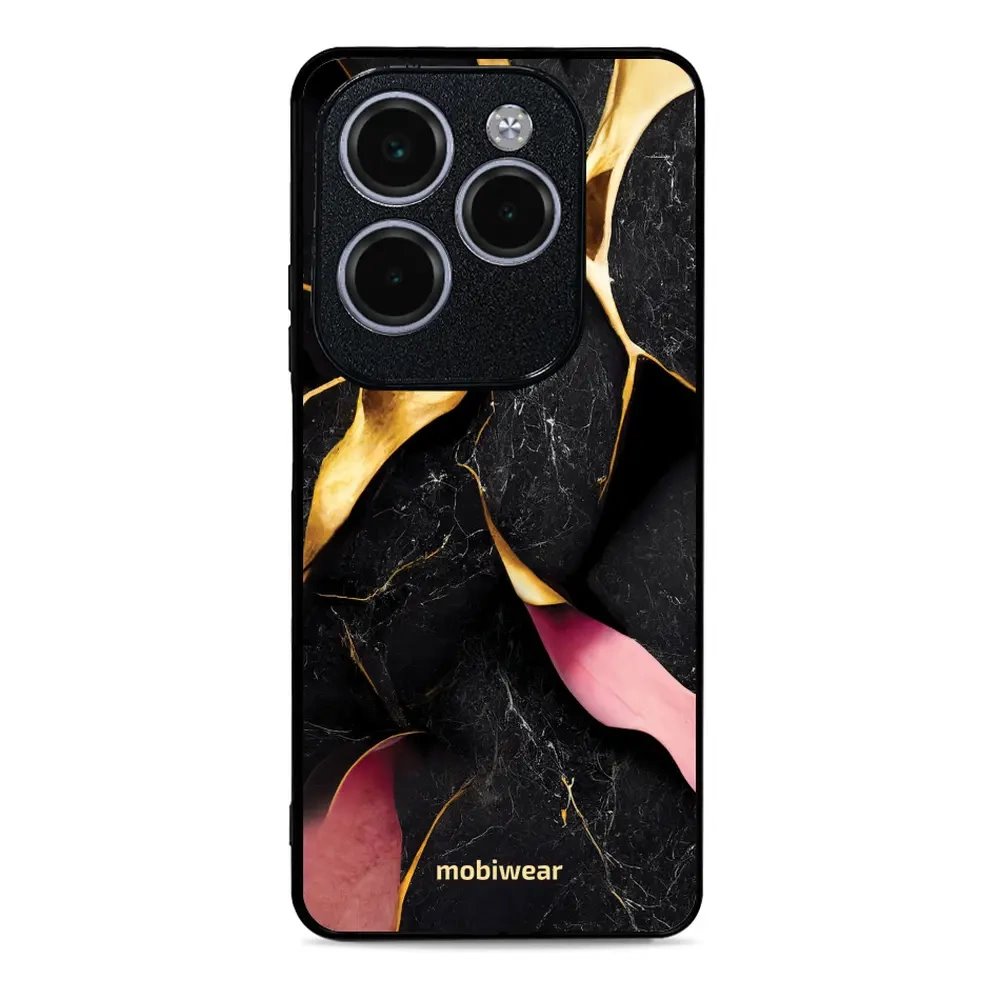 Lesklý kryt Mobiwear Glossy - Infinix HOT 40 Pro - G021G Černý a zlatavý mramor