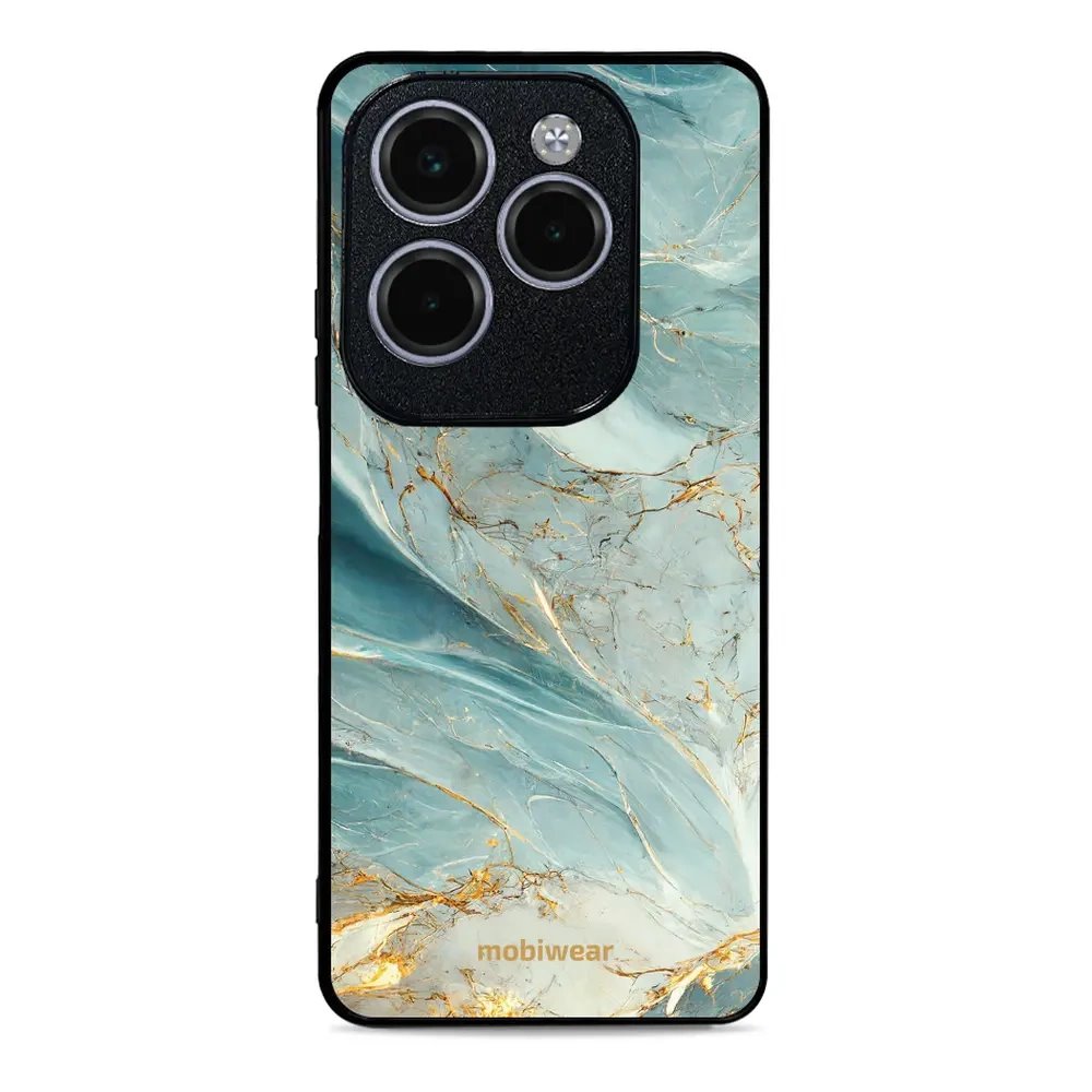 Lesklý kryt Mobiwear Glossy - Infinix HOT 40 Pro - G022G Zelenkavý a zlatavý mramor