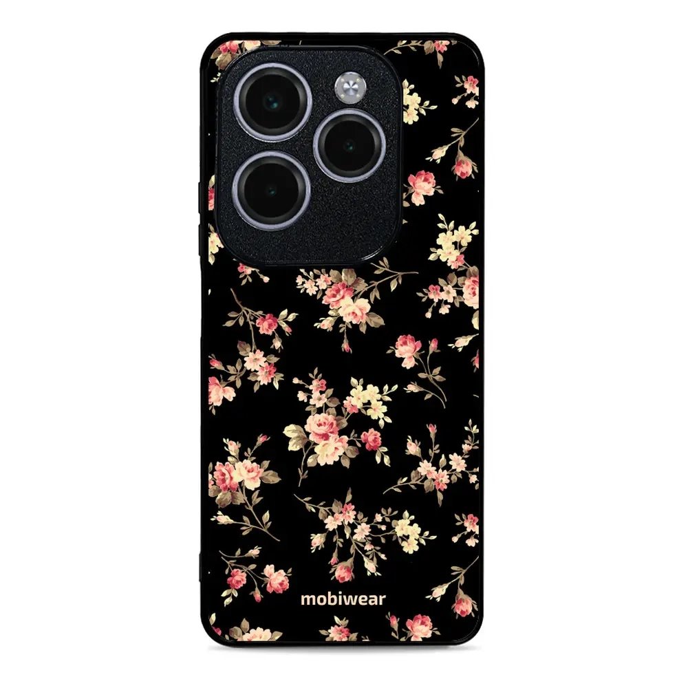 Lesklý kryt Mobiwear Glossy - Infinix HOT 40 Pro - G039G - Květy na černé
