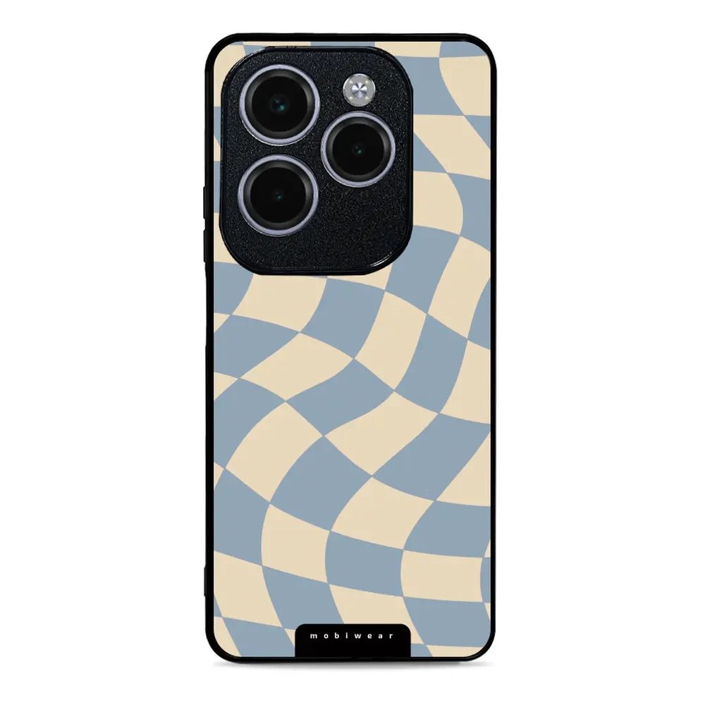 Lesklý kryt Mobiwear Glossy - Infinix HOT 40 Pro - GA59G Modrá a béžová šachovnice