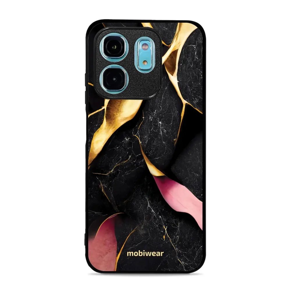 Lesklý kryt Mobiwear Glossy - Infinix HOT 50i - G021G Černý a zlatavý mramor