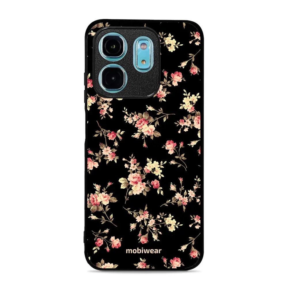 Lesklý kryt Mobiwear Glossy - Infinix Smart 9 - G039G - Květy na černé