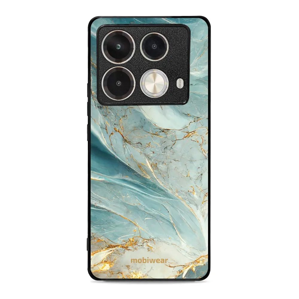 Lesklý kryt Mobiwear Glossy - Infinix Note 40 - G022G Zelenkavý a zlatavý mramor