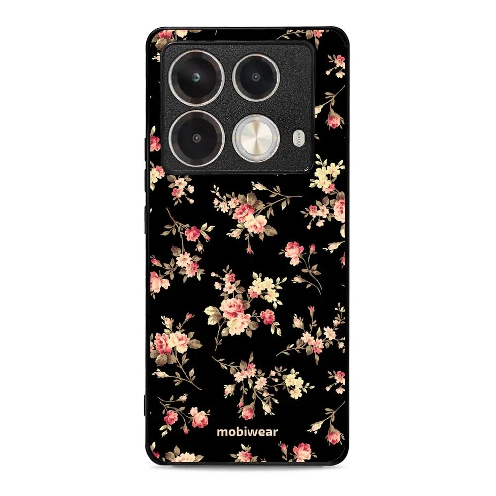 Lesklý kryt Mobiwear Glossy - Infinix Note 40 - G039G - Květy na černé