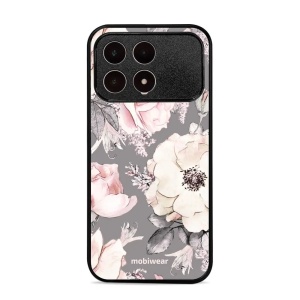 Lesklý kryt na mobil Poco F8 Pro - Mobiwear Glossy G034G, květy na šedém pozadí