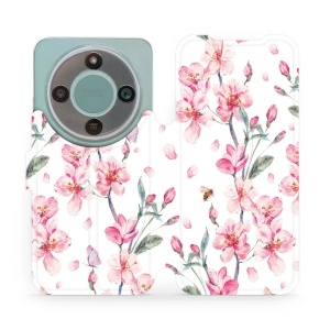 Flip pouzdro Mobiwear na Honor Magic8 Lite, motiv růžové květy