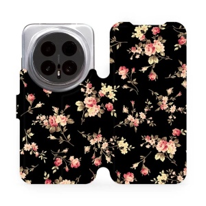 Flip pouzdro Mobiwear na mobil Honor Magic8 Pro - VD02S, květy na černé