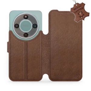 Kožené flip pouzdro Mobiwear na mobil Honor Magic8 Lite - hnědé