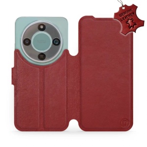 Kožené flip pouzdro Mobiwear na Honor Magic8 Lite, tmavě červené z pravé kůže