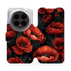 Flip pouzdro Mobiwear na mobil Honor Magic8 Pro - VP45S, temné červené květy